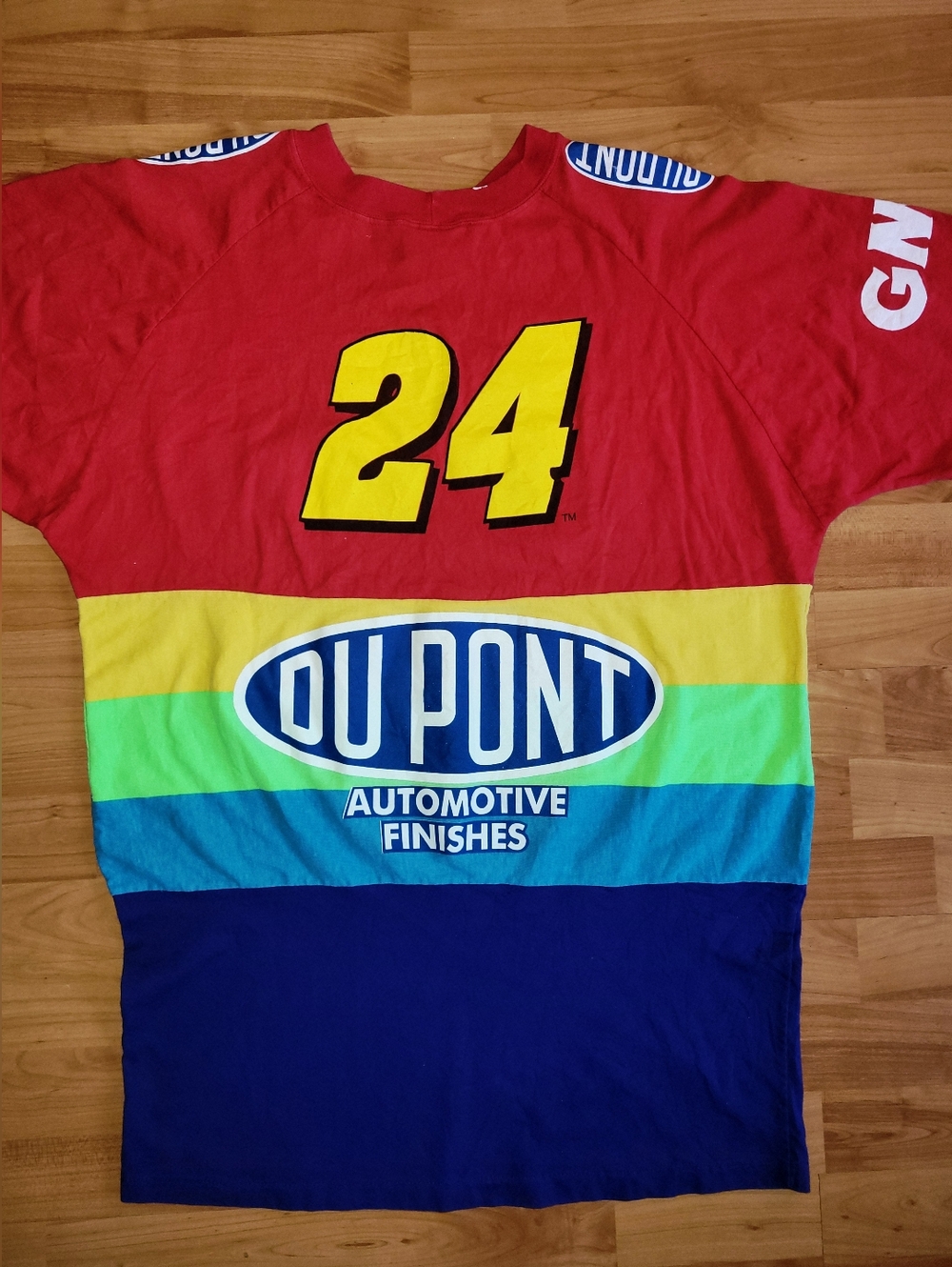 Vintage NASCAR Jeff Gordon Dupont Chase Racewear Rainbow Life Savers AOP XLT Tee